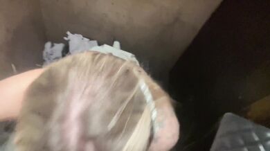 Big-tailed blonde gets excited at the club and ends up having good sex in the bathroom.