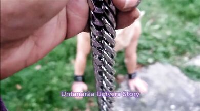 VOST engl - Collar of belonging for this naked and chaste inferior.