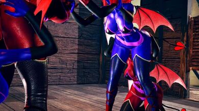 Red VS Blue Succubus lesbian Foursome