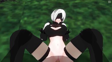 3D HENTAI POV 2B squirts on your cock