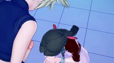 Cloud fucks Aerith in a hotel shower. Final Fantasy 7 hentai.