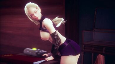 3D HENTAI Ino Yamanaka rubs her pussy on the table