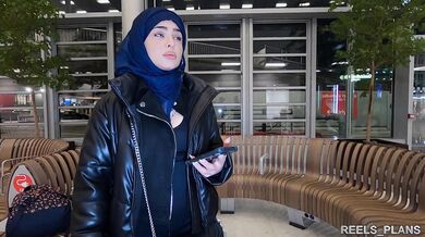 The veiled Iranian Nadja gets fucked anal in the toilet and in a corridor to pay for the plane