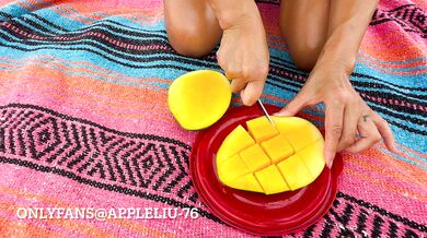 slutty bikini milf jerk off husband on public beach and eats cum with mango OnlyFans @ Appleliu-76