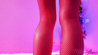 Xmas Try On - Red Lingerie + Stockings