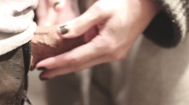 I sucked my coworker's cock in the hotel bathroom.