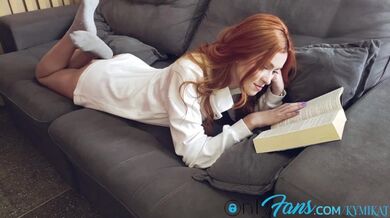 I caught my step sister in panties reading a book and showed her how the book ends.