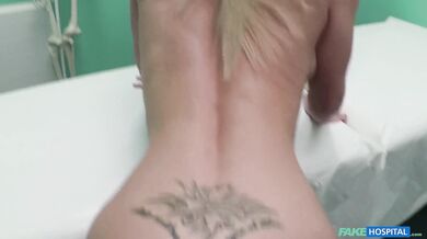 Fake Hospital - Beautiful BLONDE CZECH babe gets her throat and pussy examined by a big cock