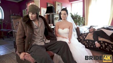 BRIDE4K. Busty brunette has sex with a stranger while waiting ambulance for her groom