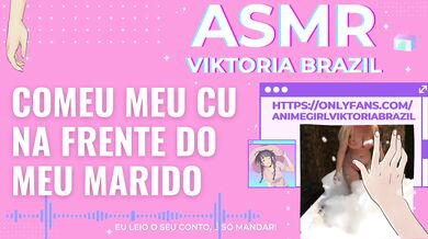 comeu meu cu na frente do meu marido ASMR em portugues punheta guiada conto erotico corno menage