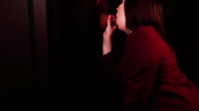 Schoolgirl Sucks Cock At The Gloryhole