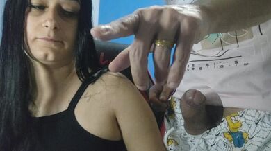 Hot wife welcomes her PC technician neighbor in a very provocative outfit and lets him fuck her up t