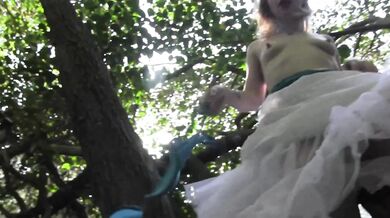 Madison Younger Wears A Huge Tutu In Tree And Rubs Her Pussy- PervMilfsnTeens