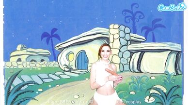 Cute Teen Cosplay As Wilma Flintstone Masturbates And Sucks Huge Cock