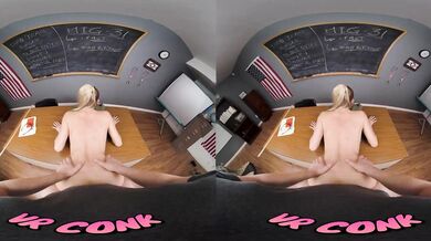 VR Conk Blonde Slut Emma Hix Fucks Only With Famouls Pilots VR Porn