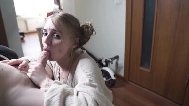 The girl greedily sucks the guy's big dick and gets a liter of cum on her face - TenoriTaiga