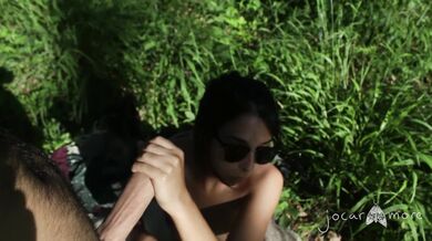 Having fun in the forest - outdoor blowjob and ride for big dick!