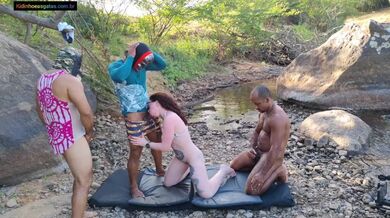 surprise in the middle of the woods with hot blonde took three di once in the tail