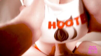 Hooters Waitress with Huge Tits Makes My Dream Come True