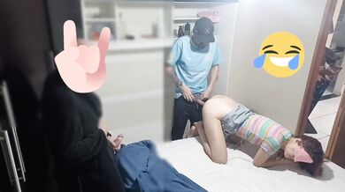 Prank with blindfolded wife and friend hiding inside the wardrobe without knowing wife!