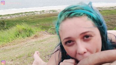 New Year's travel vlog!!! I had public sex in the beach and took Cum in Mouth inside the tent !!! Ch