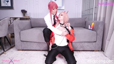 Rough threesome in tight holes AliceBong Purple Bitch