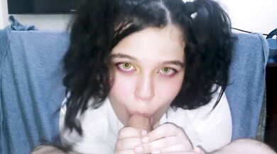 Secret room where the sluty school girl gives blowjobs to the teachers