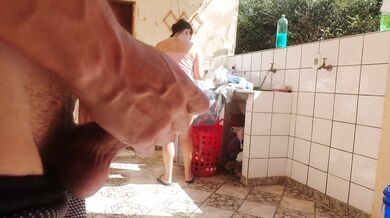 I caught my stepdaughter doing laundry in shorts, I got horny and like her super luscious pussy