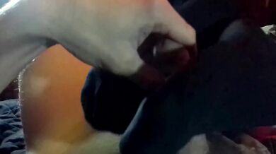 Foot fucked by two pairs of knee high pornstar socks!