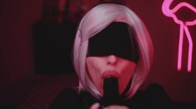 Cosplay Blowjob Sloppy Suck BBC with 2B
