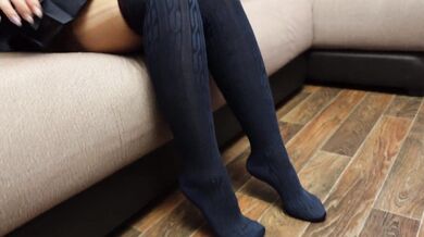 Schoolgirl Show Feet in Knee Socks and Change Dress knee socks Nylon Pantyhose foot fetish part 2