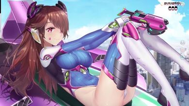 Overwatch d.va Masturbates and cums hard with toy. (dva, d va)
